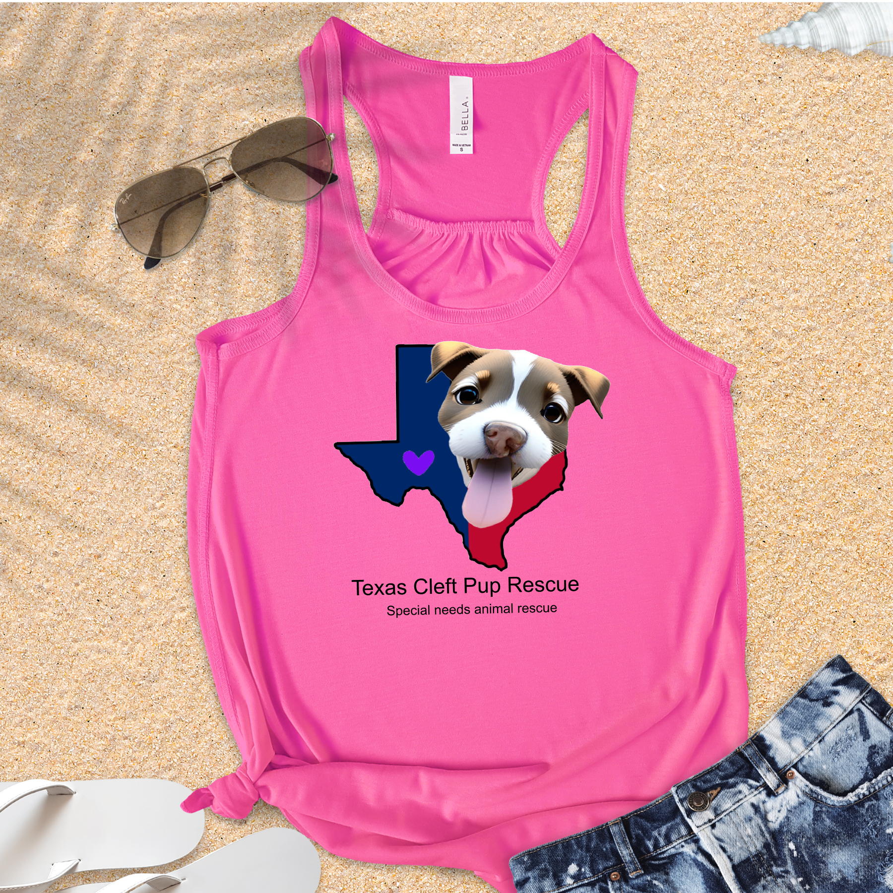 Texas Cleft Pup Flowy Racerback Tank (Available in several colors)