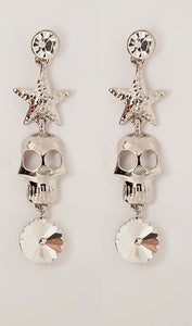 Skull & Star Dangle Earrings – Rhinestone Gothic Statement Jewelry