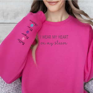 PERSONALIZE -Heart On My Sleeve Sweatshirt (Available in several colors can change paws to hearts)