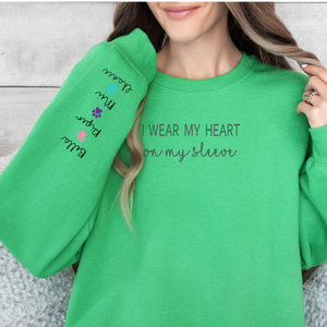 PERSONALIZE -Heart On My Sleeve Sweatshirt (Available in several colors can change paws to hearts)