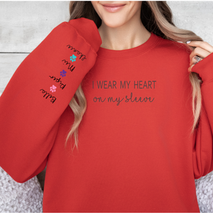 PERSONALIZE -Heart On My Sleeve Sweatshirt (Available in several colors can change paws to hearts)