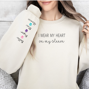 PERSONALIZE -Heart On My Sleeve Sweatshirt (Available in several colors can change paws to hearts)