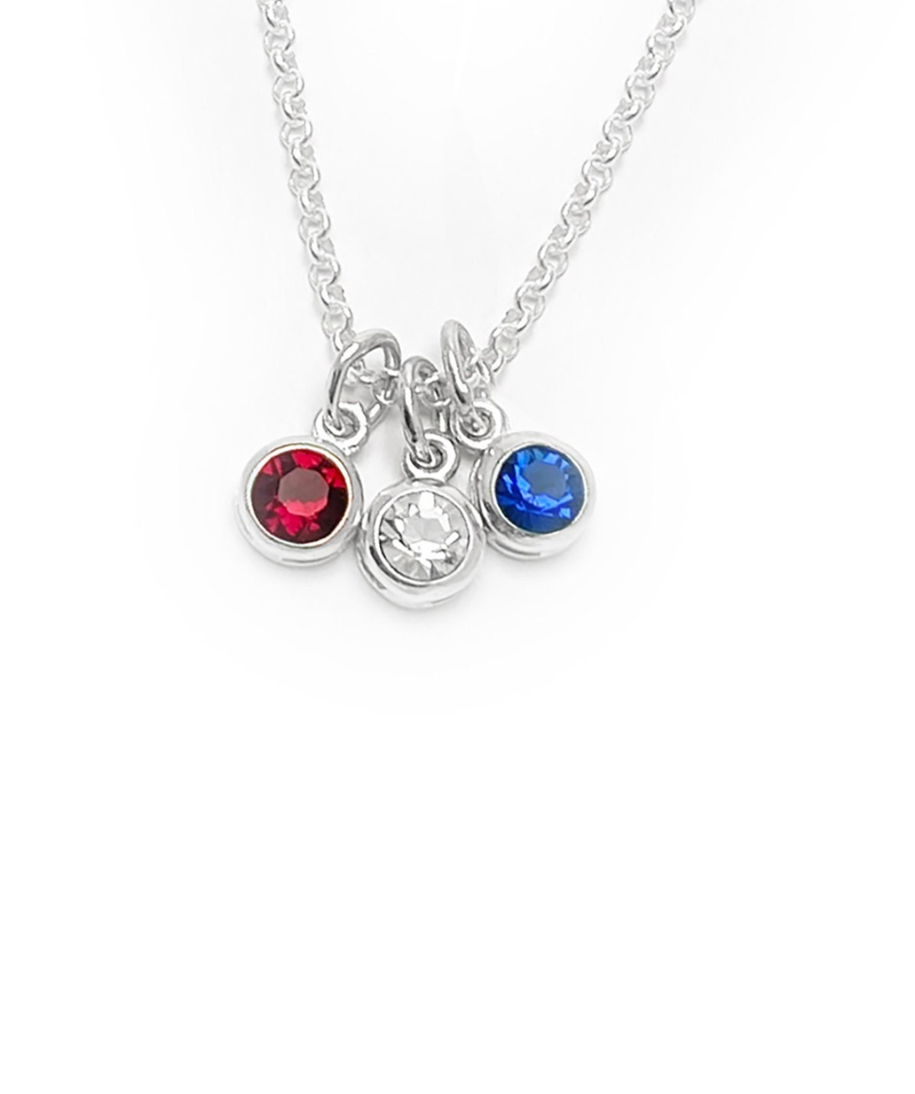 Red, White & Blue Swarovski Element Necklace – 18"–19" Adjustable | $15