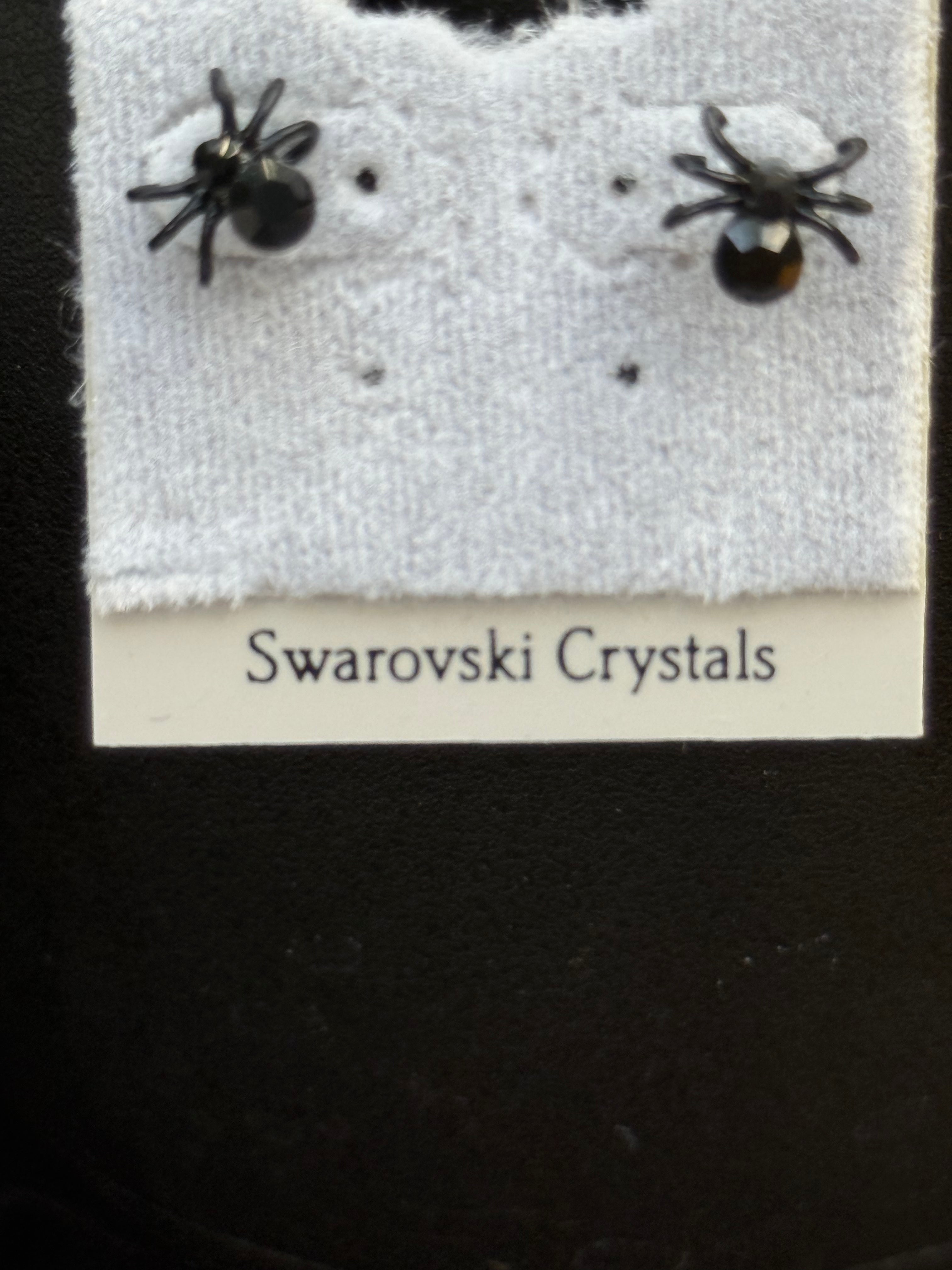 🕷️ Swarovski Crystal Spider Earrings Trio – Halloween Set of 3