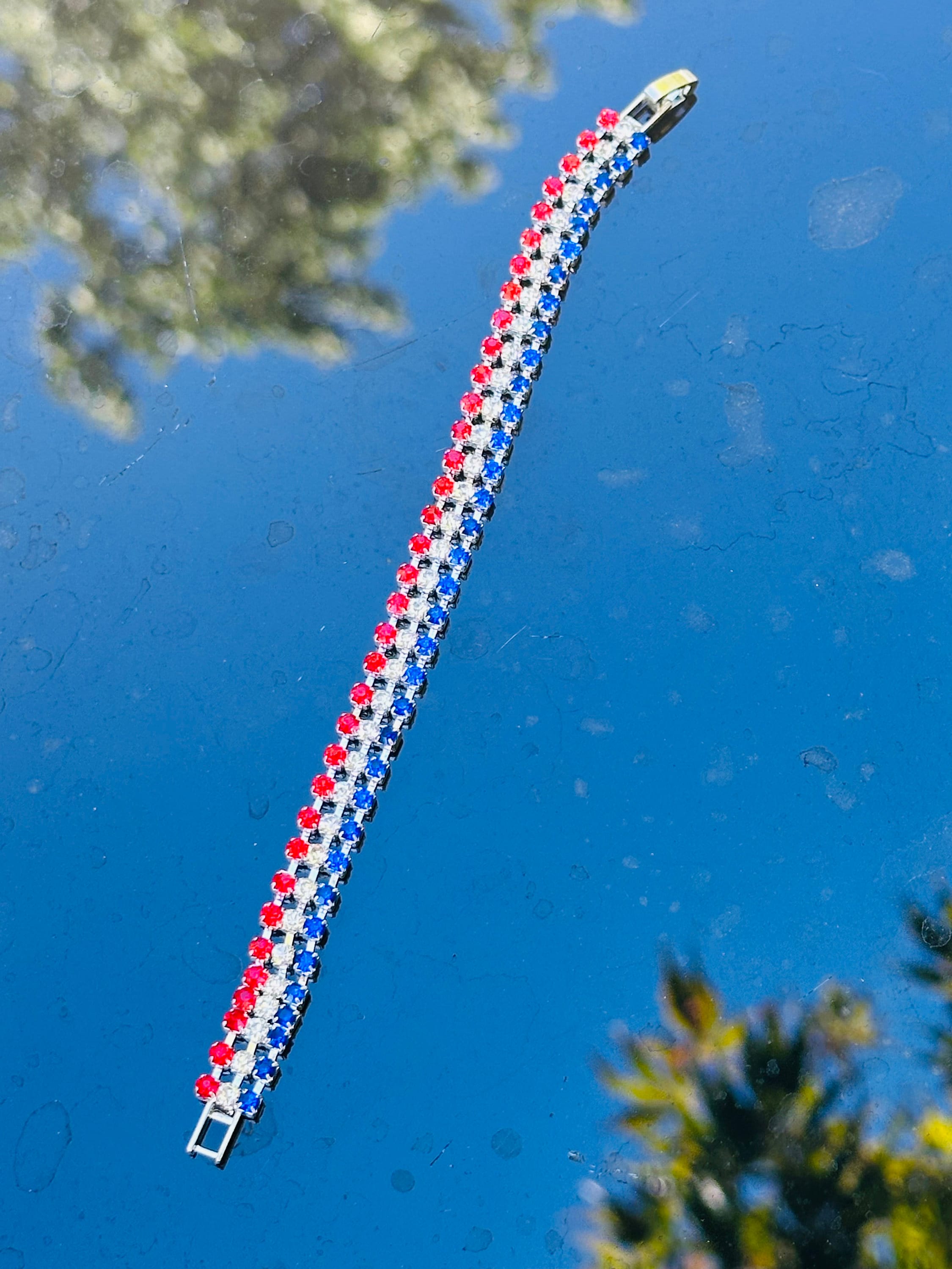 Red, White and Blue Striped Bracelet