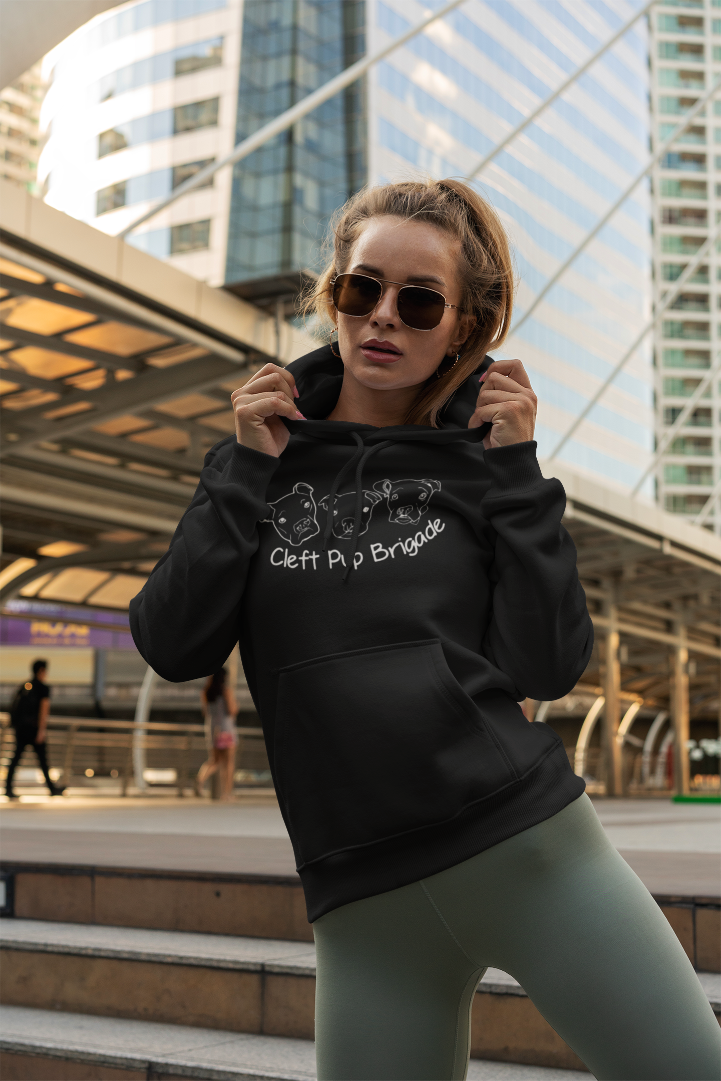 Cleft Pup Brigade Pullover Hoodie Black & White Logo (Available in several colors)