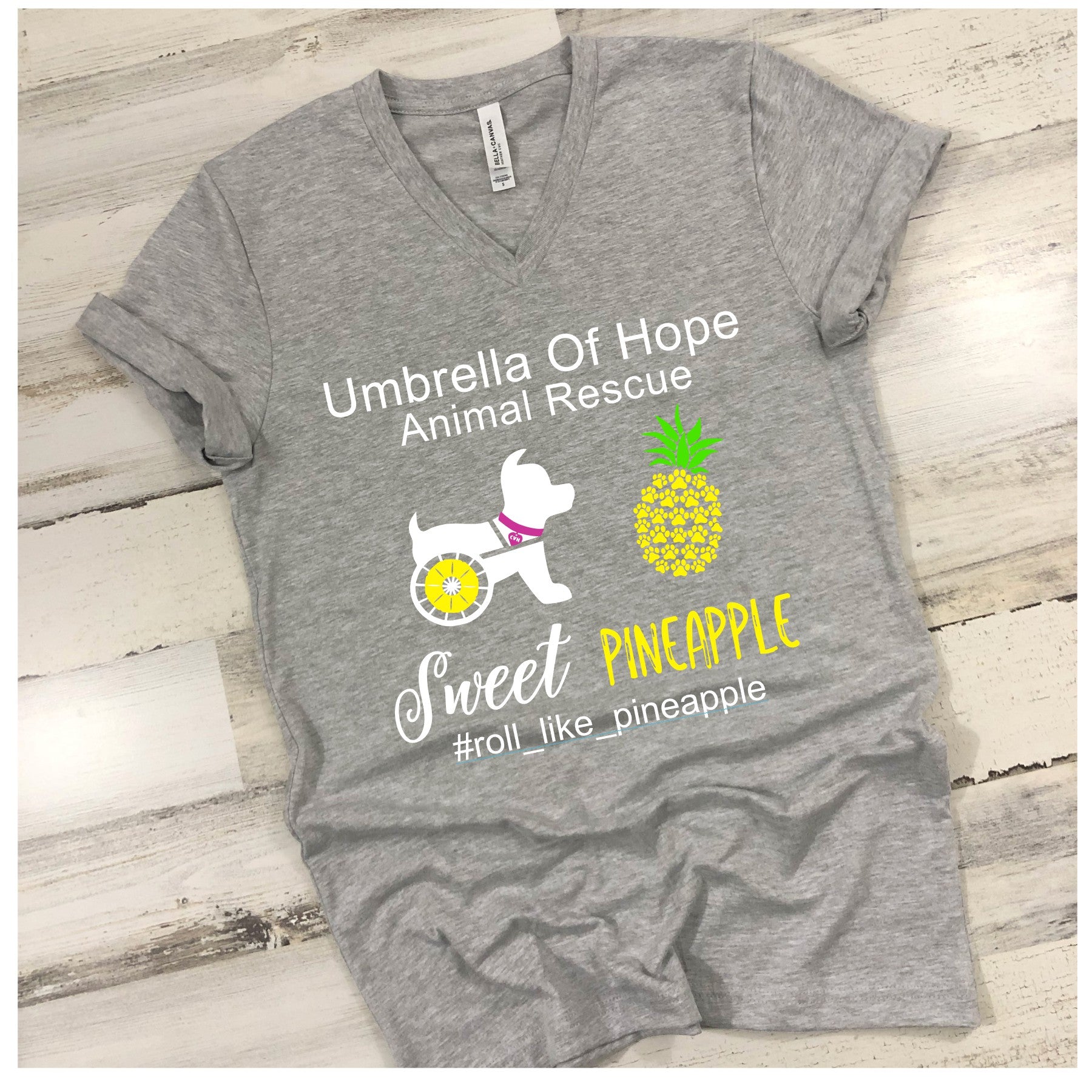 Sweet Pineapple Umbrella of Hope Relaxed Fit V-Neck - Ruff Life Rescue Wear