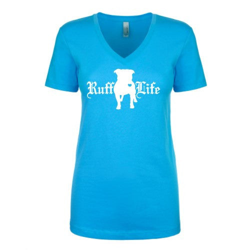 Ladies Pitty Ruff Life V-Neck - Ruff Life Rescue Wear