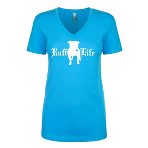 Ladies Pitty Ruff Life V-Neck - Ruff Life Rescue Wear