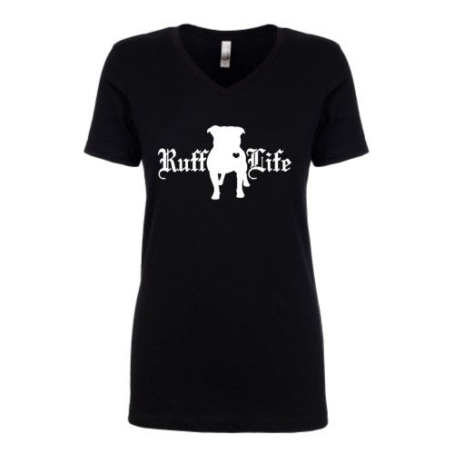 Ladies Pitty Ruff Life V-Neck - Ruff Life Rescue Wear