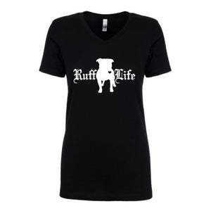 Ladies Pitty Ruff Life V-Neck - Ruff Life Rescue Wear