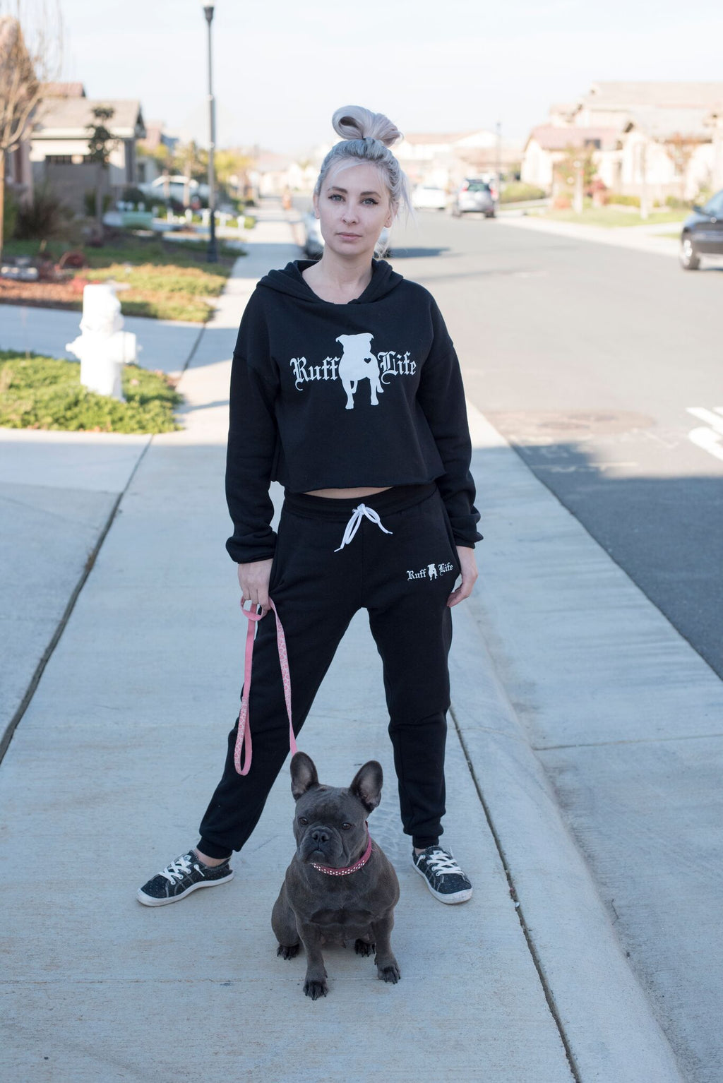 Women's Cropped Fleece Pitty Hoodie - Ruff Life Rescue Wear