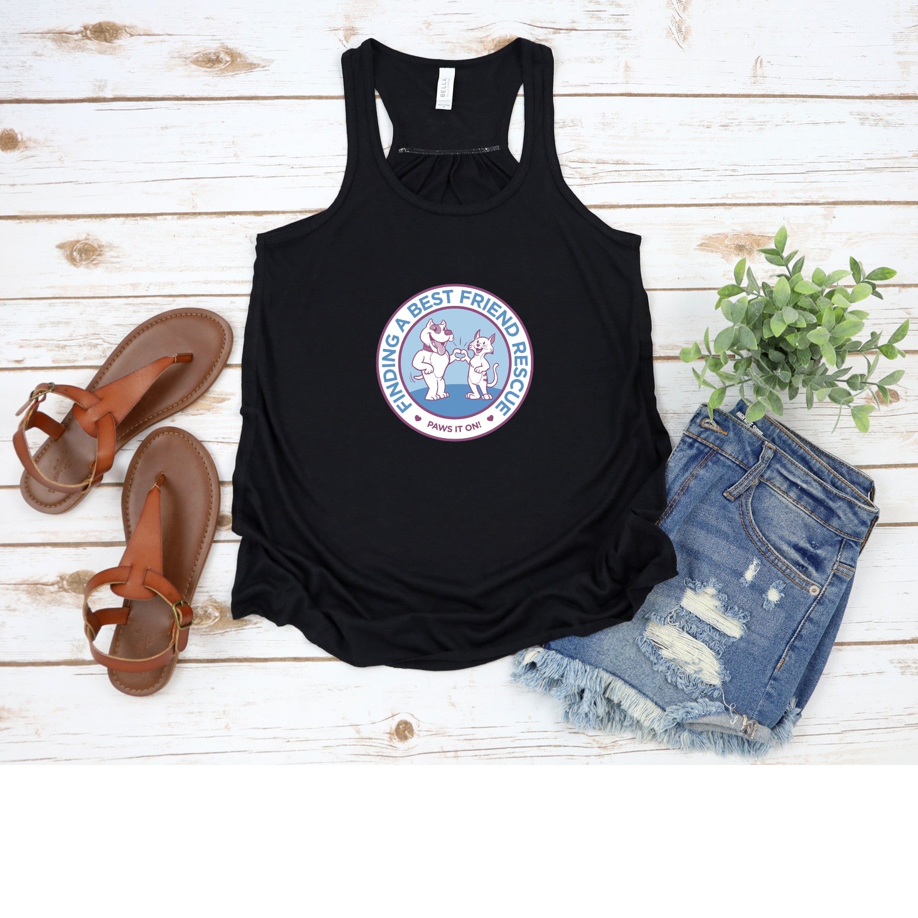 Finding a Best Friend Flowy Racerback Tank - Ruff Life Rescue Wear