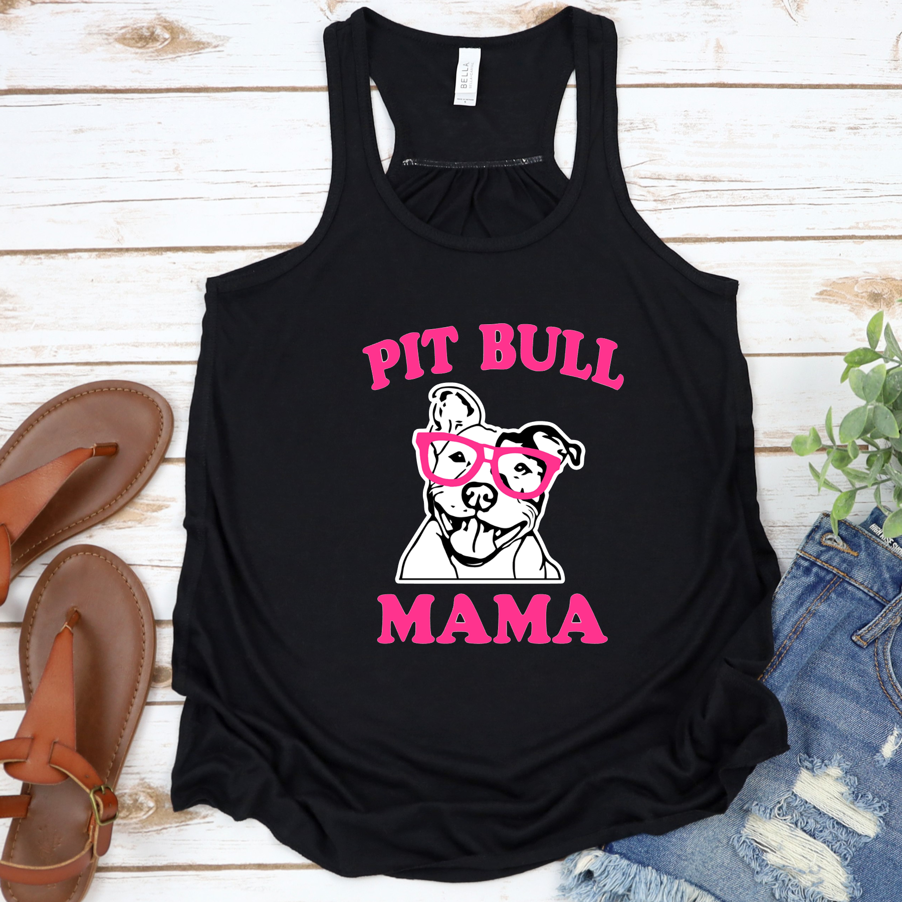 Pit Bull Mama Flowy Racerback Tank - Ruff Life Rescue Wear