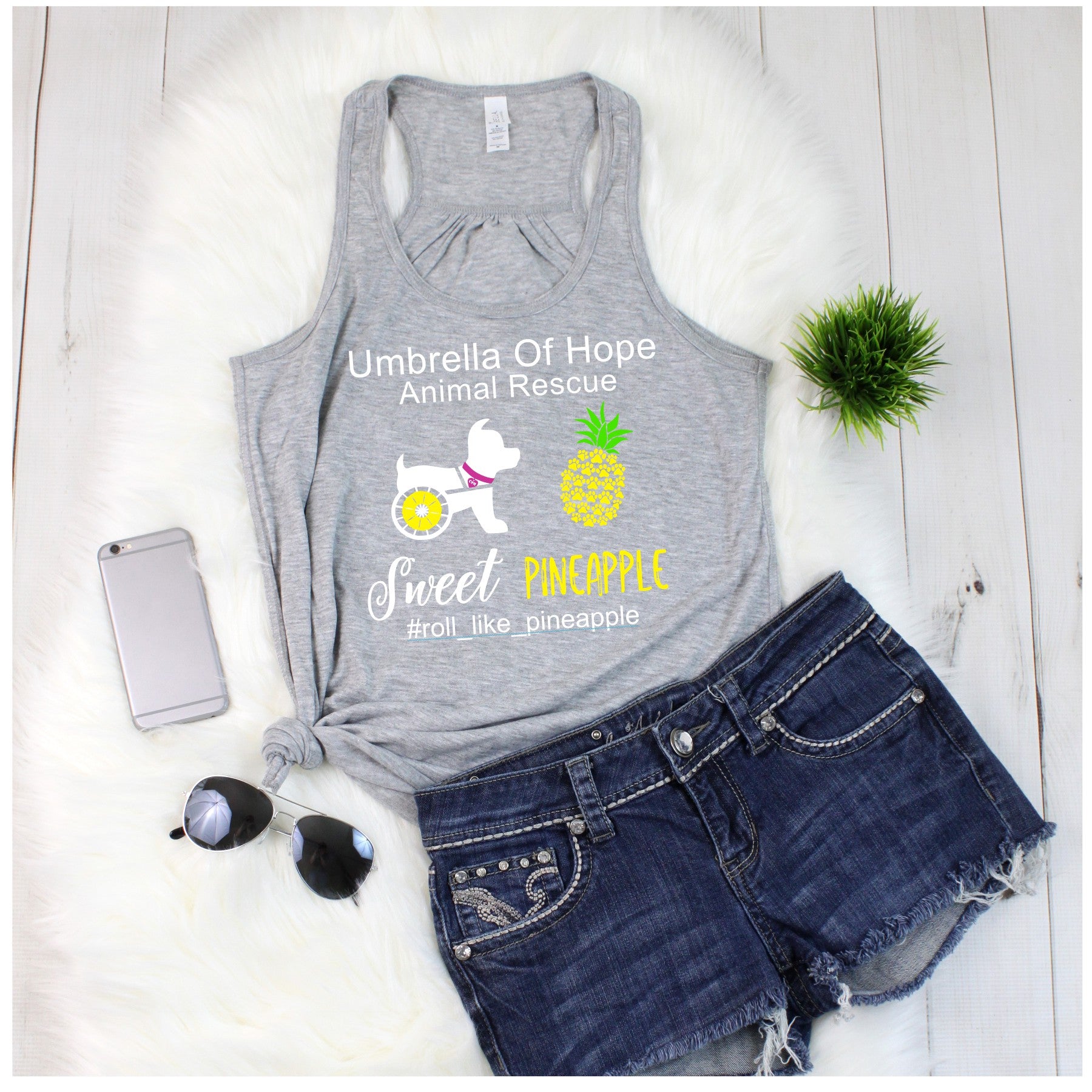 Sweet Pineapple Umbrella of Hope Flowy Tank - Ruff Life Rescue Wear