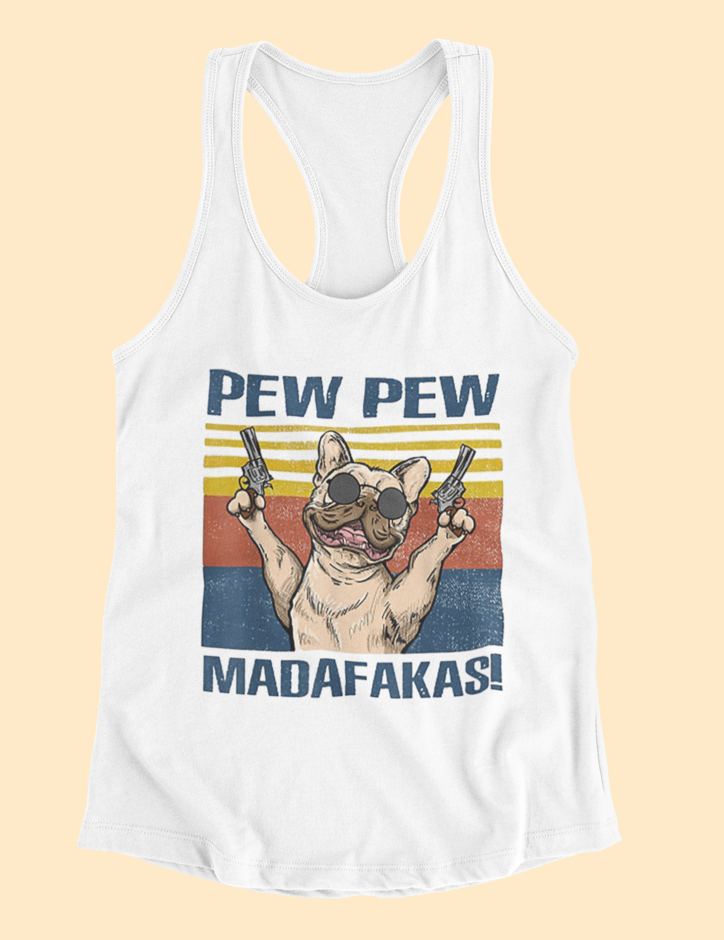 Pew Pew Frenchy Flowy Racerback Tank - Ruff Life Rescue Wear