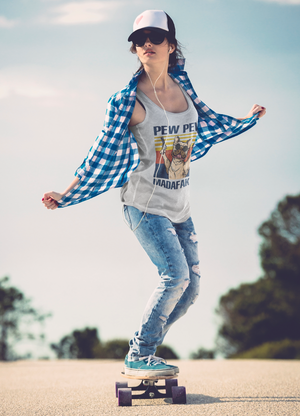 Pew Pew Frenchy Flowy Racerback Tank - Ruff Life Rescue Wear