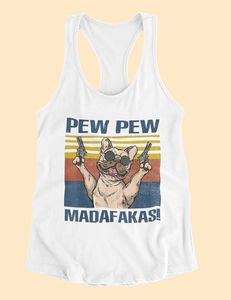 Pew Pew Frenchy Flowy Racerback Tank - Ruff Life Rescue Wear