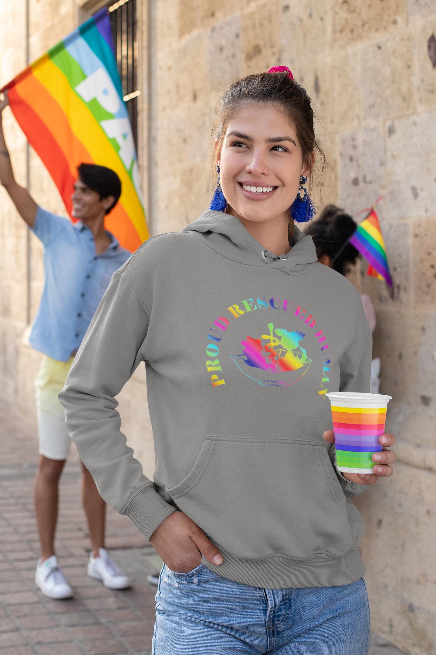 Pride Umbrella of Hope - Unisex Pullover Hoodie - Ruff Life Rescue Wear