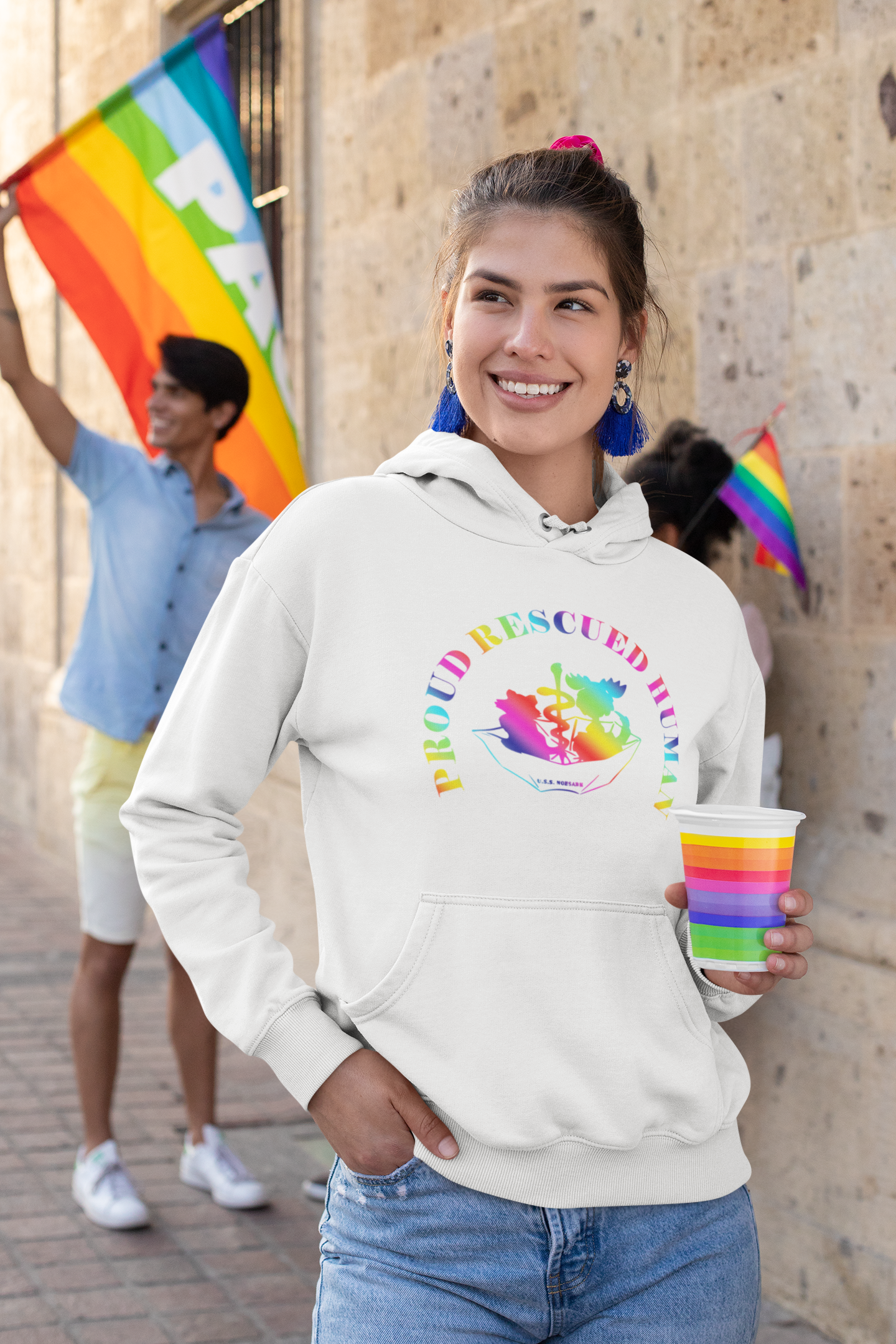 Pride Umbrella of Hope - Unisex Pullover Hoodie - Ruff Life Rescue Wear