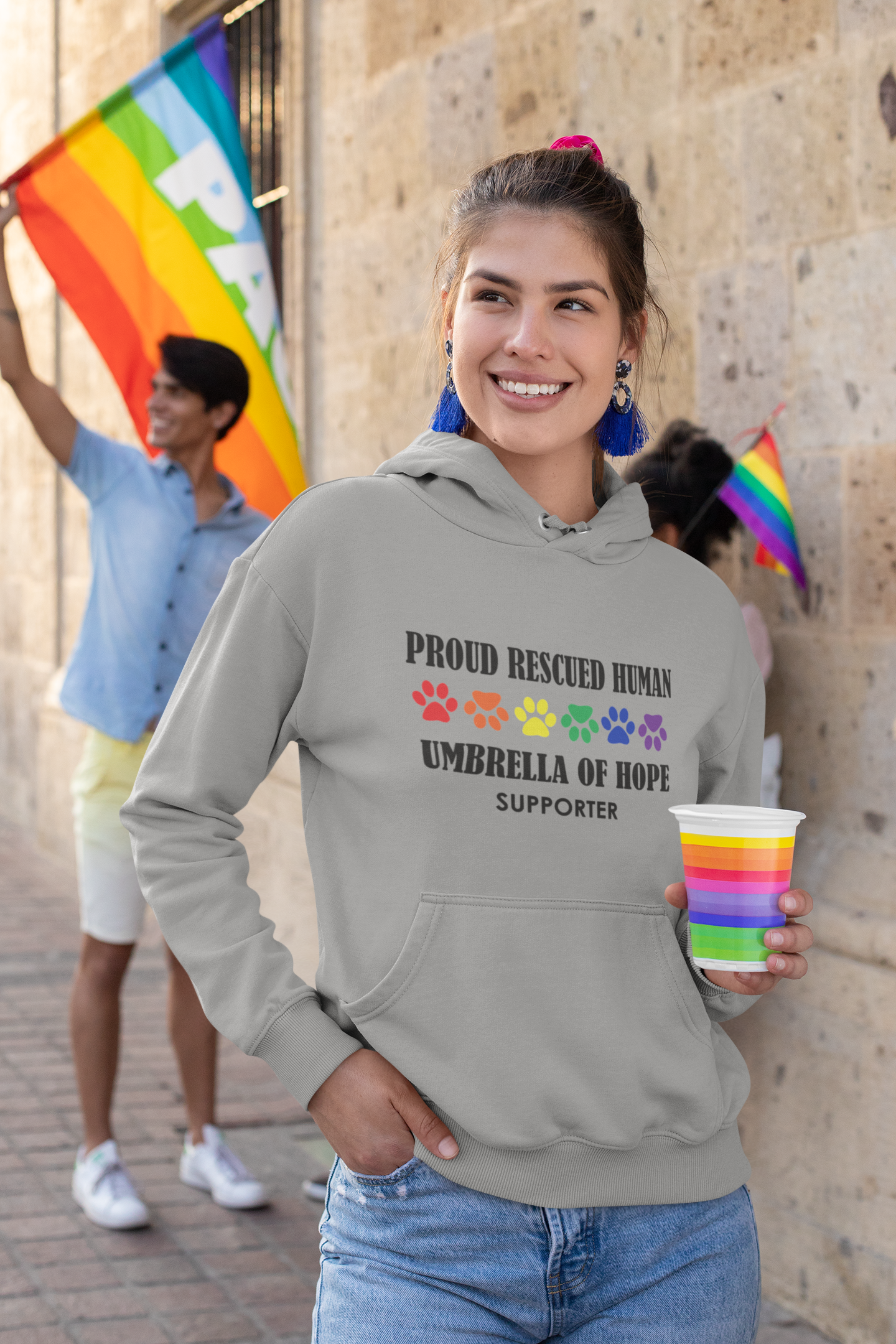 Pride Umbrella of Hope - Unisex Pullover Hoodie - Ruff Life Rescue Wear