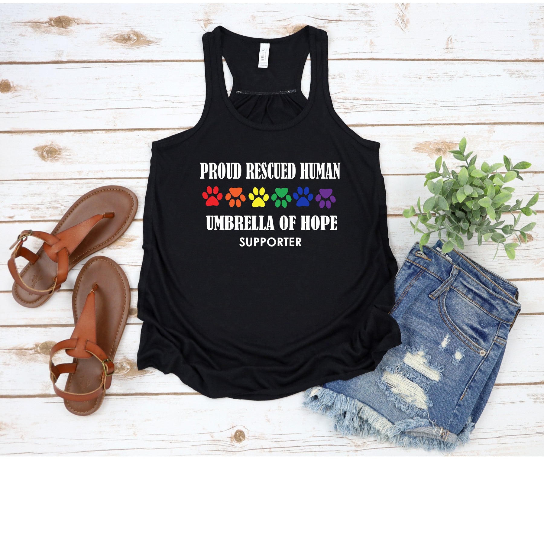 Pride Umbrella of Hope - Flowy Tank - Ruff Life Rescue Wear
