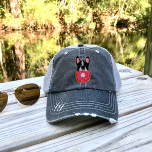 French Bulldog Donut Vintage Trucker Cap