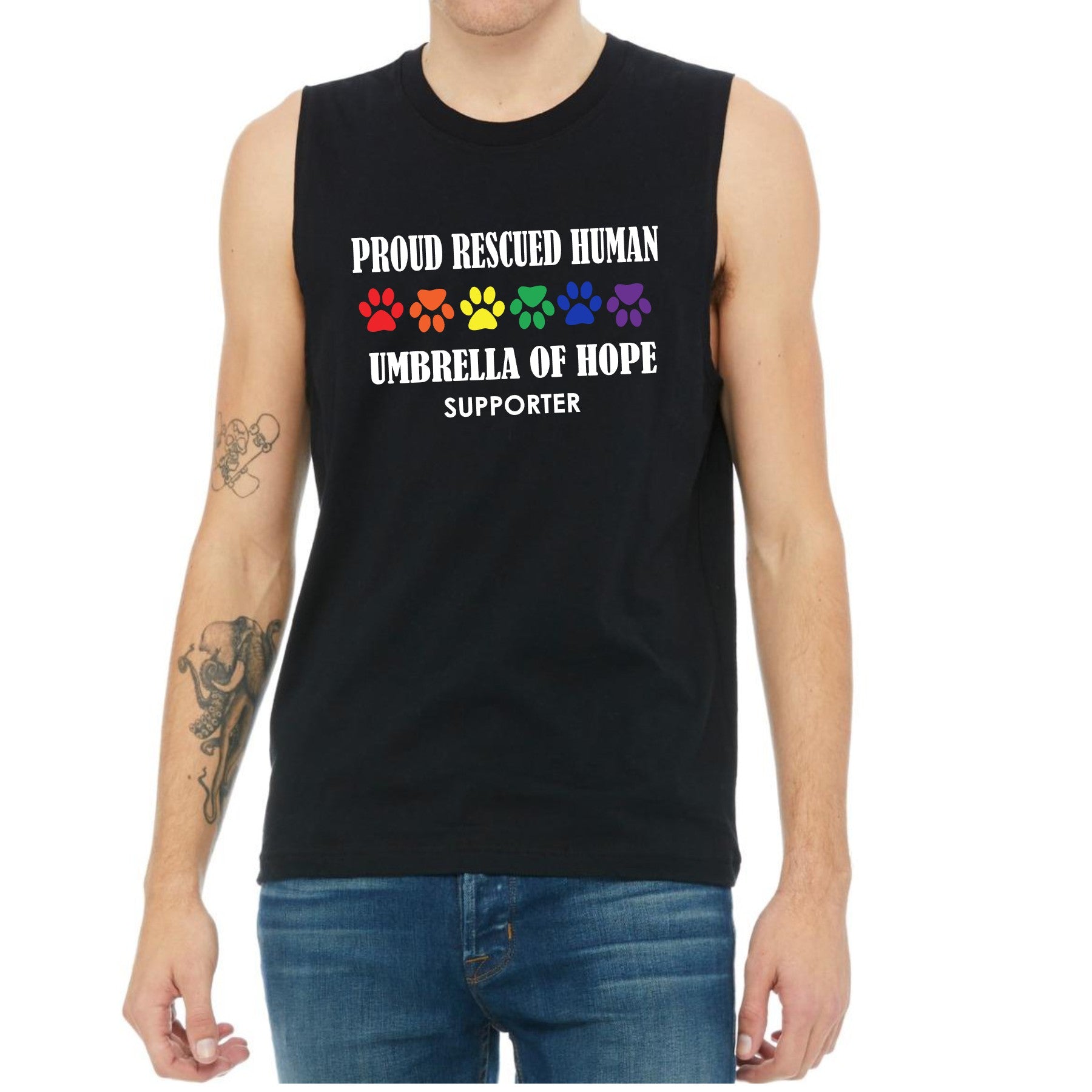 Pride Umbrella of Hope Unisex Jersey Muscle Tank - Ruff Life Rescue Wear
