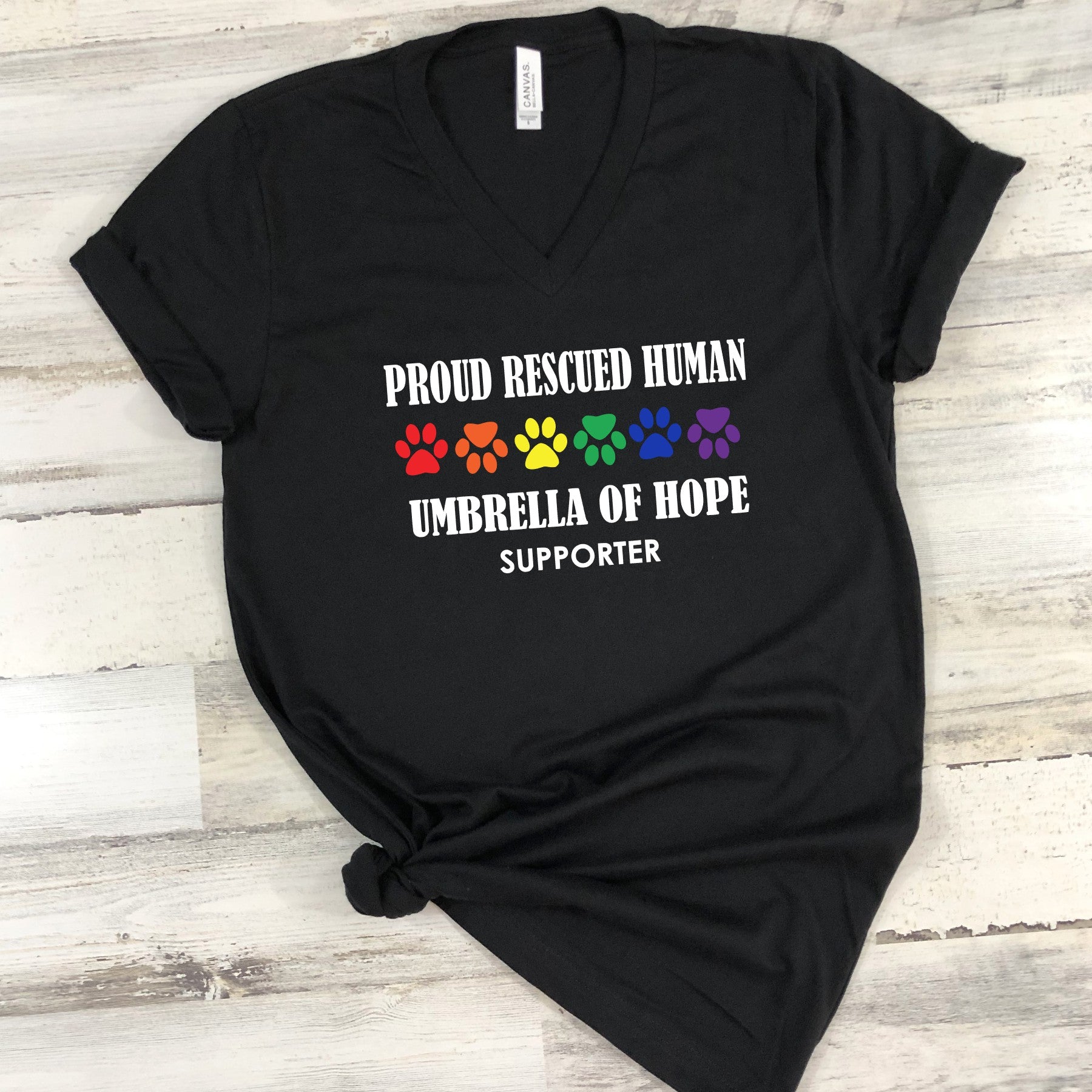 Umbrella of Hope Rescue Pride-Relaxed Fit V-Neck - Ruff Life Rescue Wear