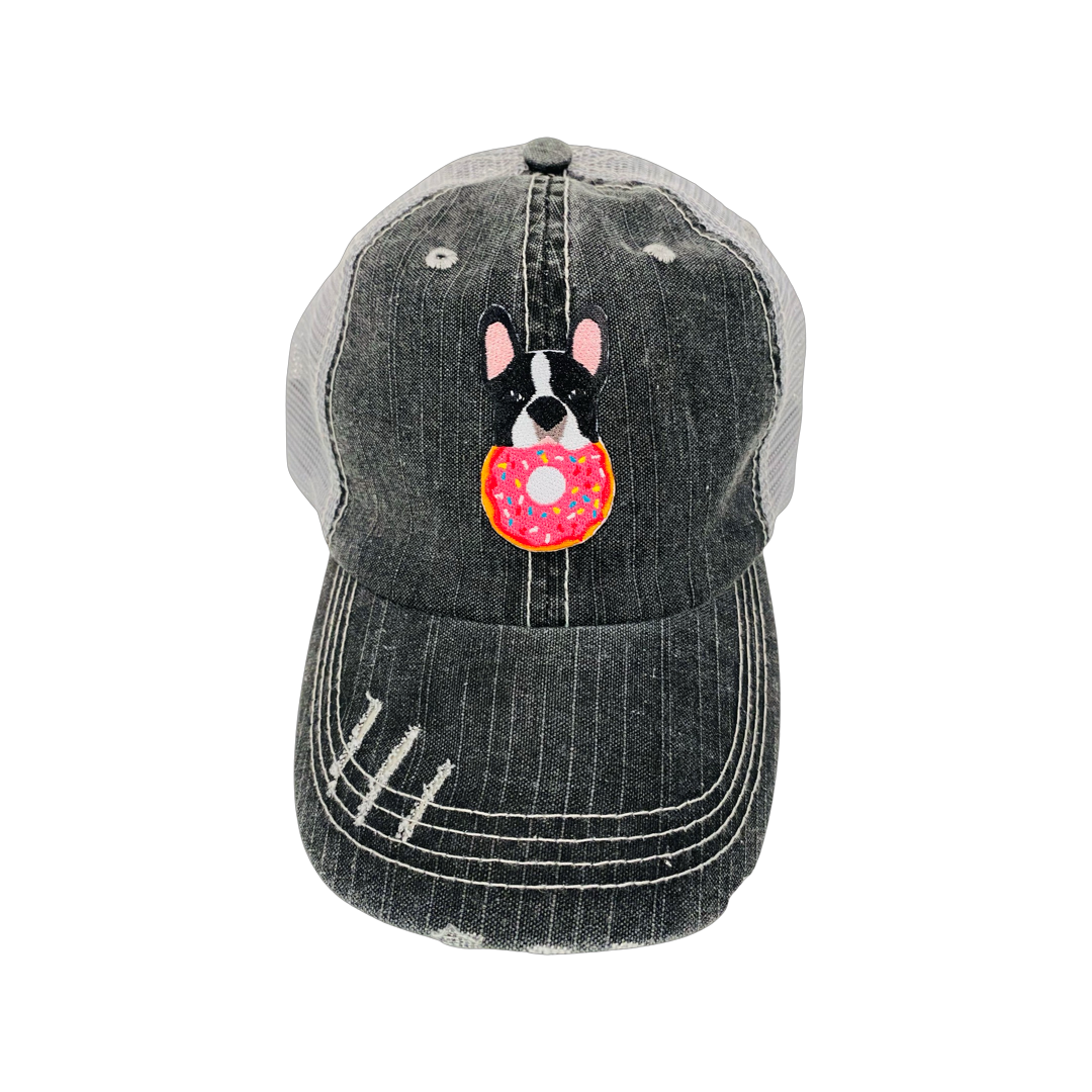 French Bulldog Donut Vintage Trucker Cap