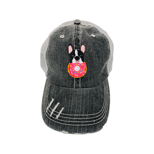 French Bulldog Donut Vintage Trucker Cap