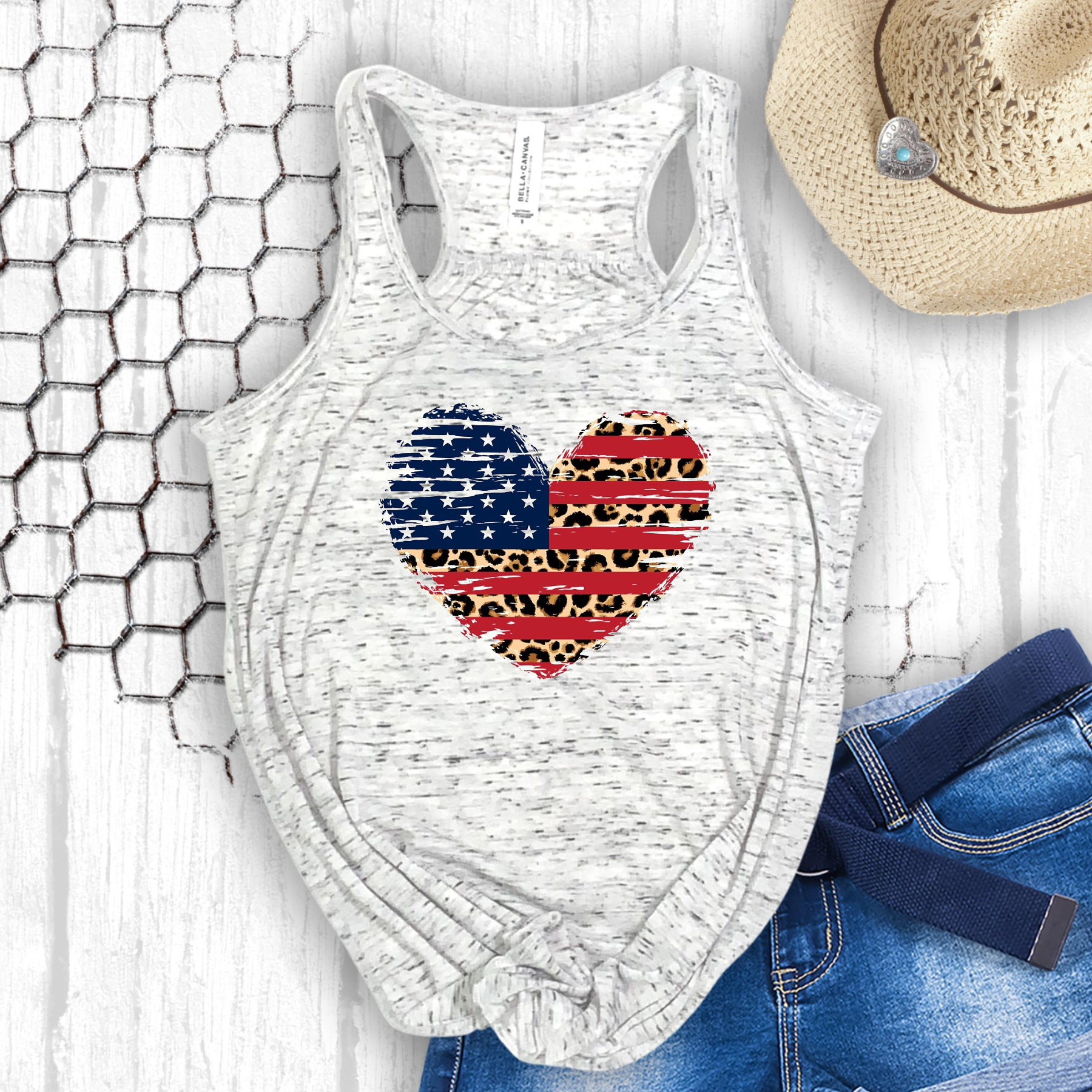 Flag Heart Tank Racerback Tank