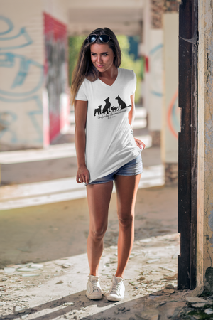 Dog Silhouette V Neck Tee - Ruff Life Rescue Wear