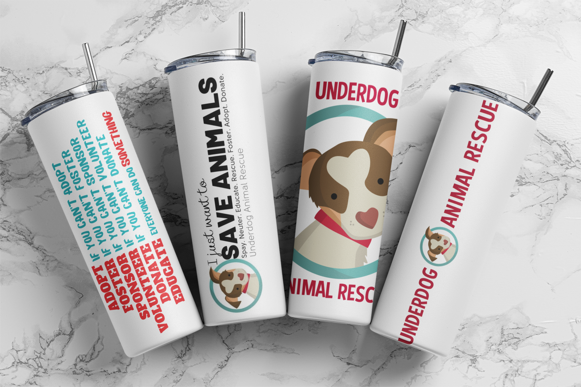 Underdog 20 oz Skinny Tumbler and Straw