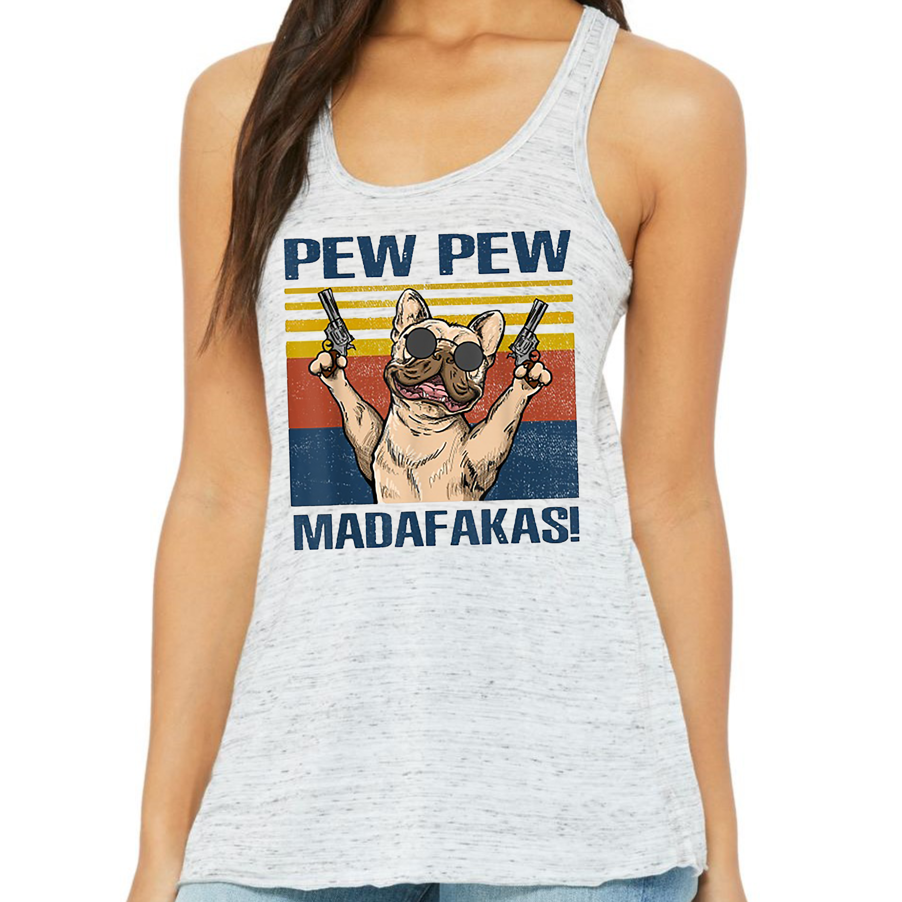 Pew Pew Frenchy Flowy Racerback Tank - Ruff Life Rescue Wear