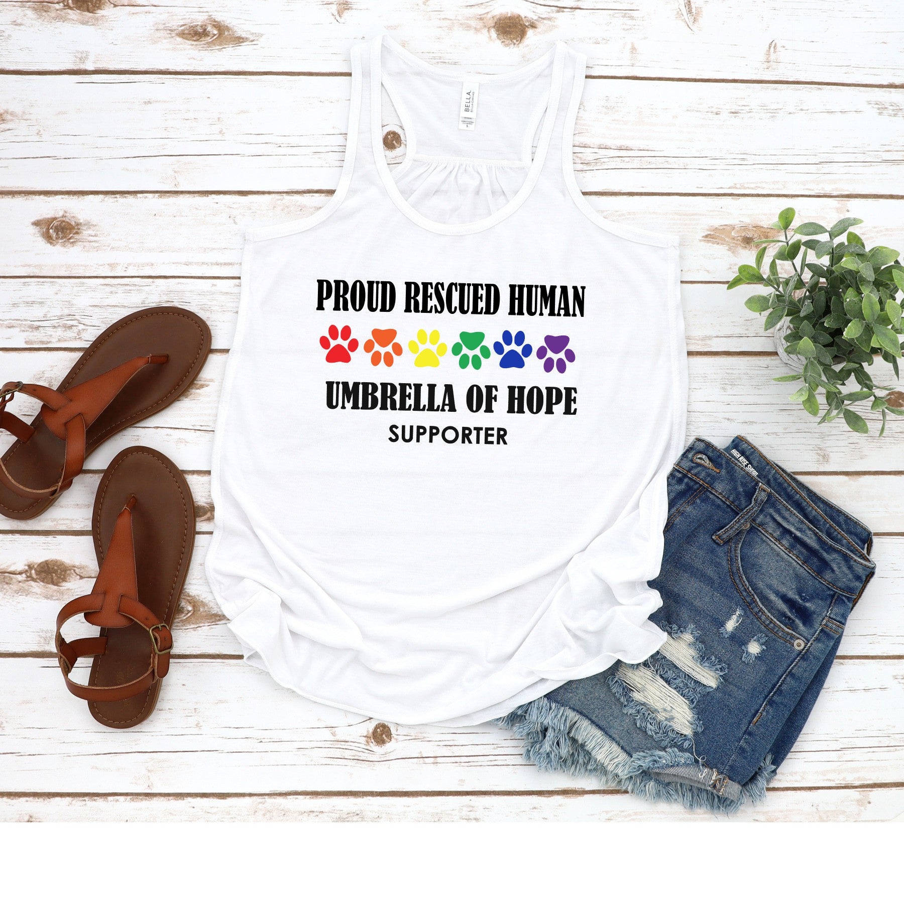 Pride Umbrella of Hope - Flowy Tank - Ruff Life Rescue Wear